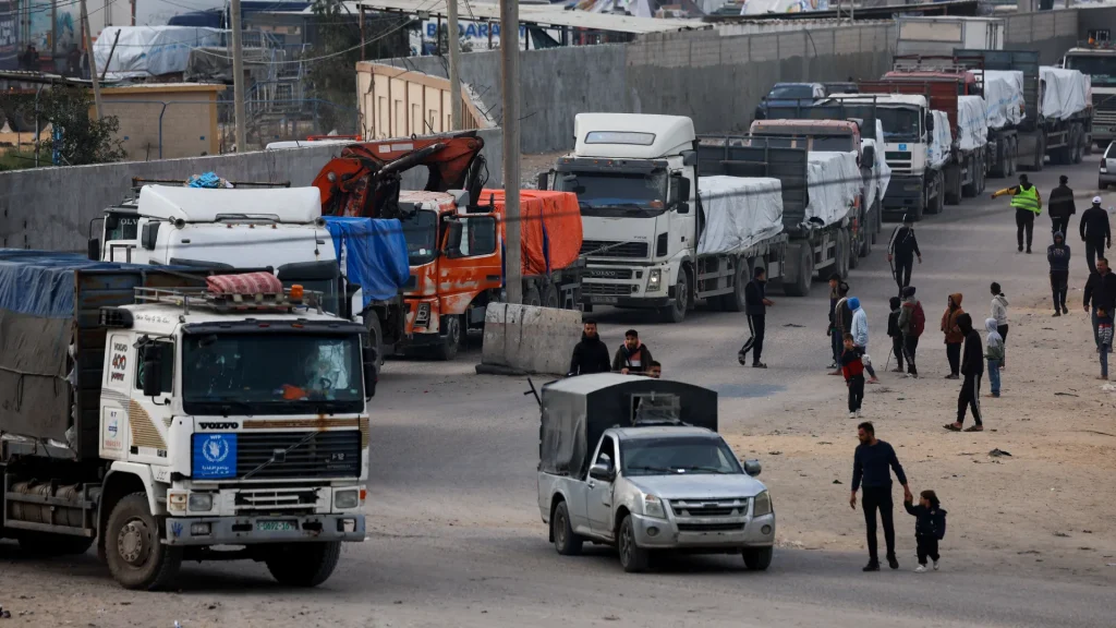 First Aid Trucks Enter Gaza Following Ceasefire Between Israel and Hamas