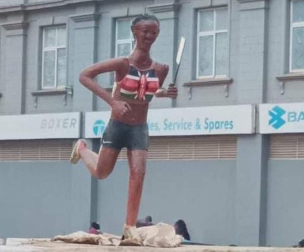 Kenyans Mock Statue of Olympic Champion Faith Kipyegon