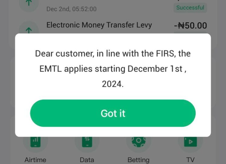 N50 Electronic Levy Imposed on Fintech Users in Nigeria