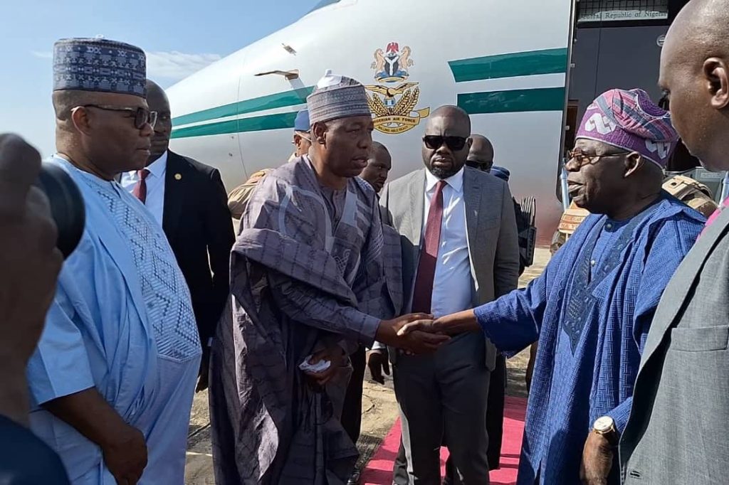 President Tinubu Arrives in Maiduguri After Deadly Flooding