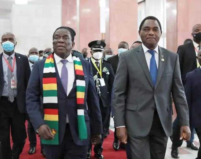 Zambia's Hichilema and Mnangagwa (News Central TV)