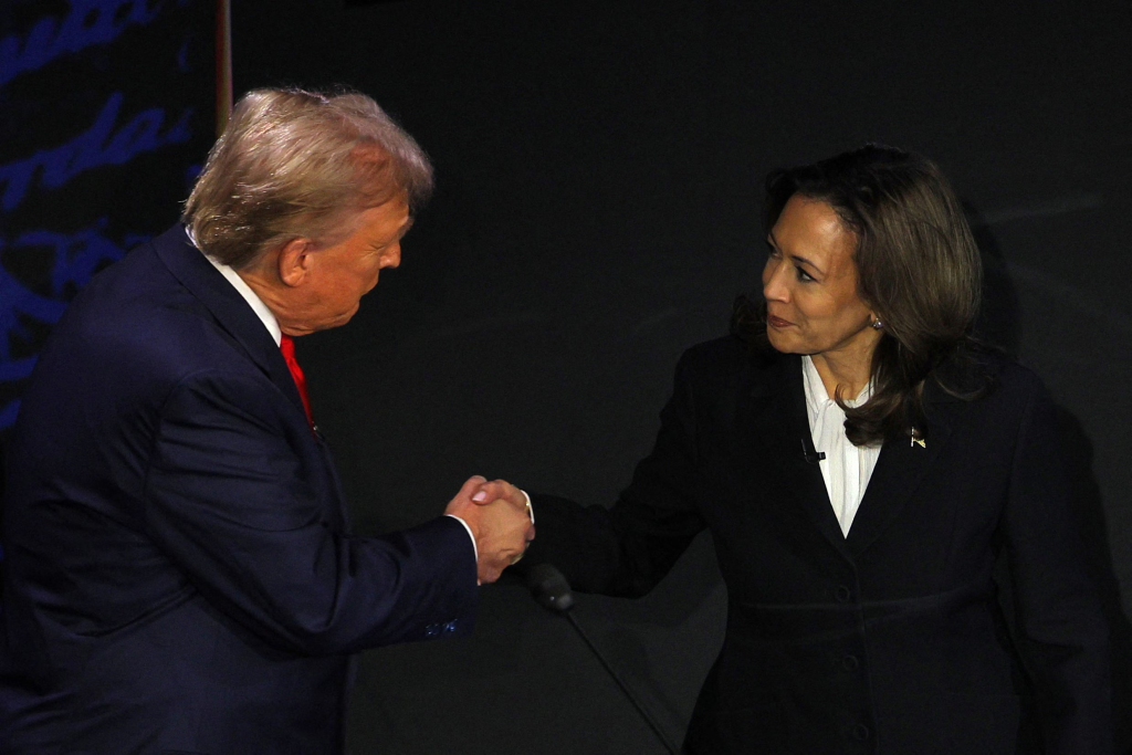 Donald Trump and Kamala Harris Handshake (News Central TV)