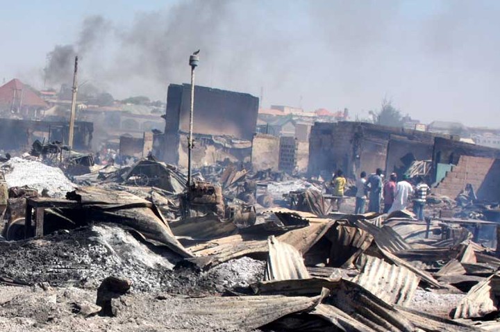 Fire Guts Panteka Market In Kaduna, Nigeria