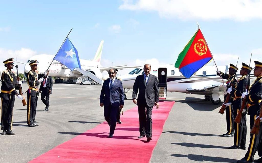 Somali President Hassan Sheikh Mohamud in Eritrea (News Central TV)
