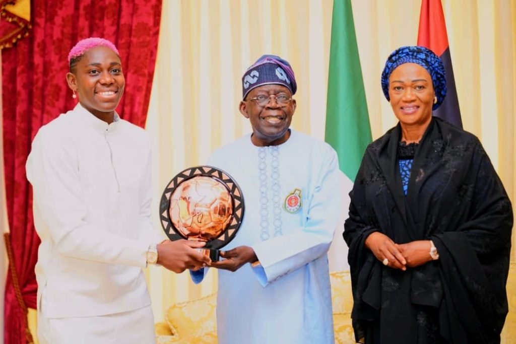 President Tinubu and Wife Host Asisat Oshoala in Lagos