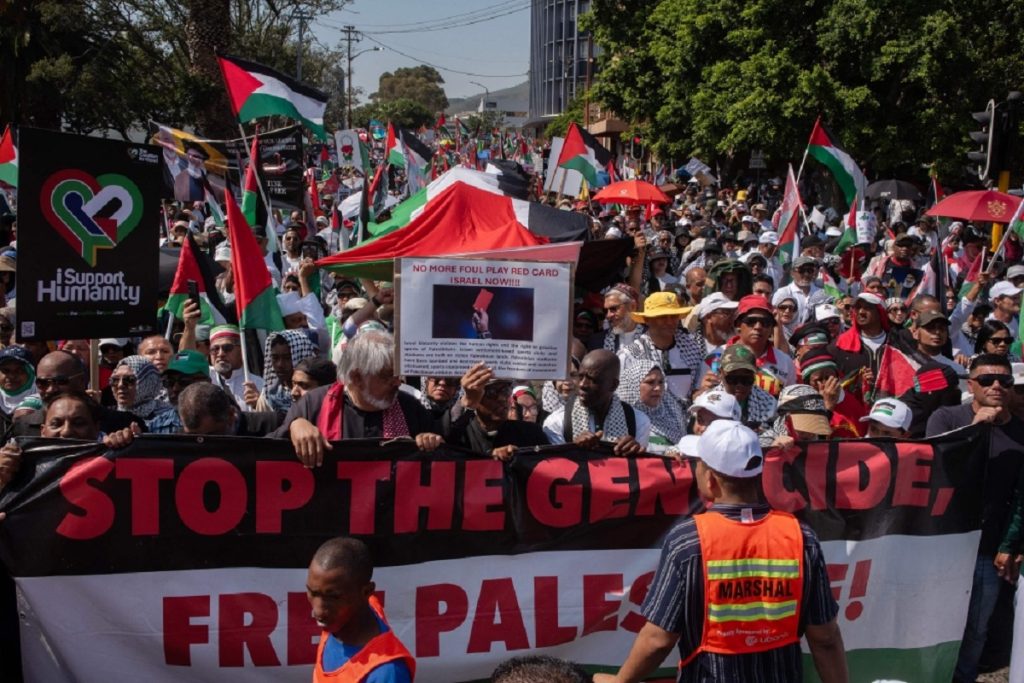 Protesters in South Africa March for Gaza on Conflict Anniversary