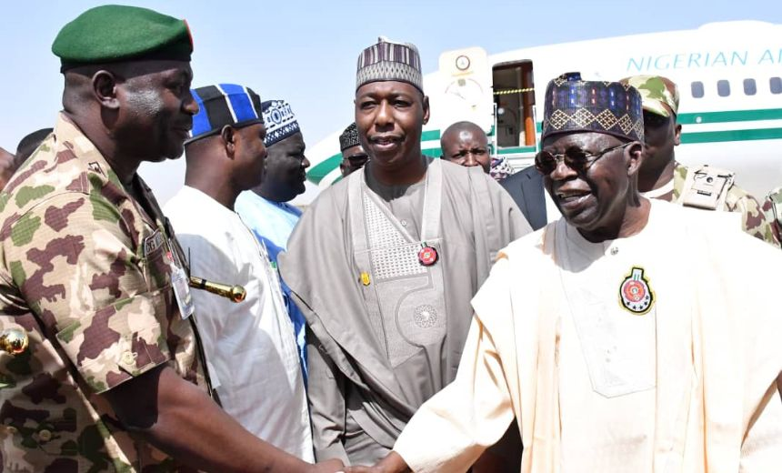 President Tinubu Arrives in Maiduguri After Deadly Flooding