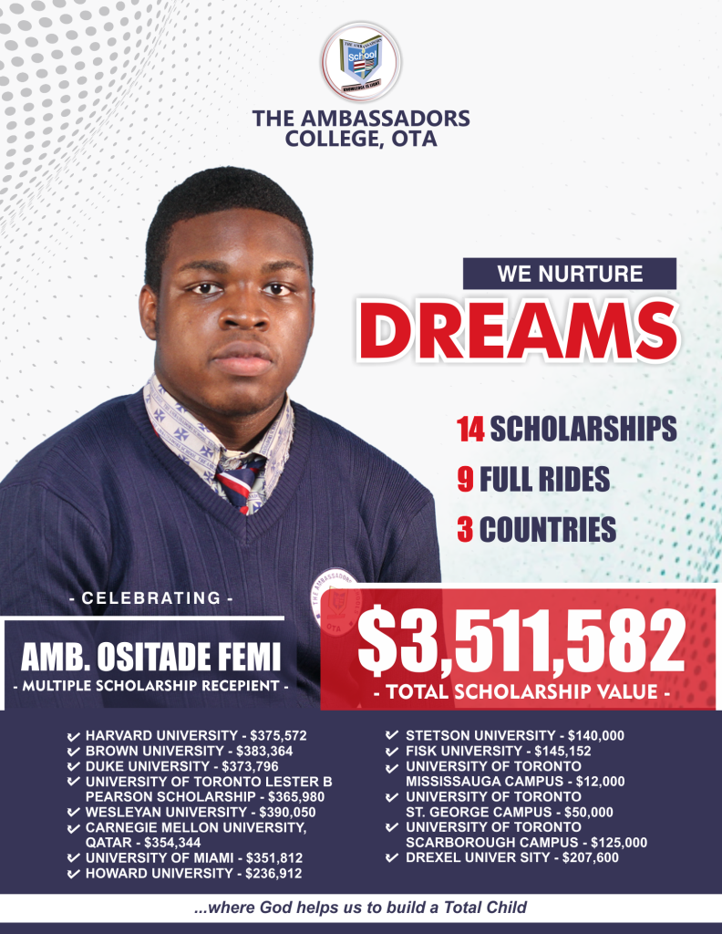 Nigerian Teen Femi Ositade Earns Multiple Scholarships from Foreign Universities